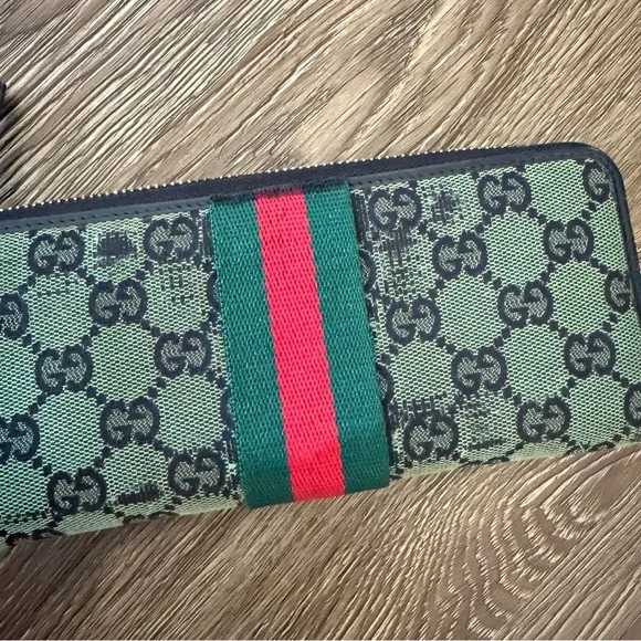 Gucci Green and Red Stripe Wallet - Picture 2 of 6